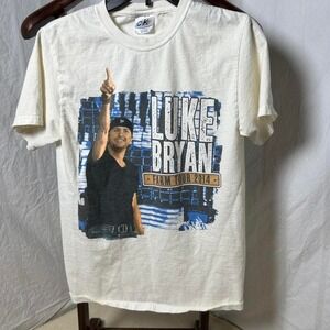 Luke Bryan Shirt Small White‎ Farm Tour 2014 Graphic Country Concert
